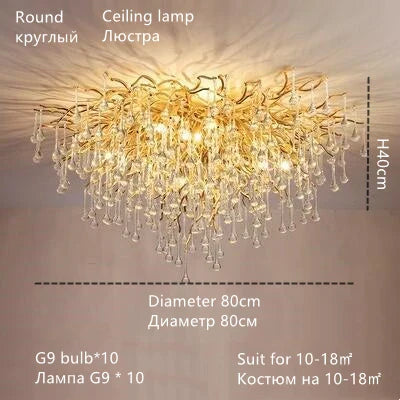 Lámpara de techo DecorBites™ Crystal Water Drop – Lámpara de techo de lujo para hoteles, restaurantes y villas