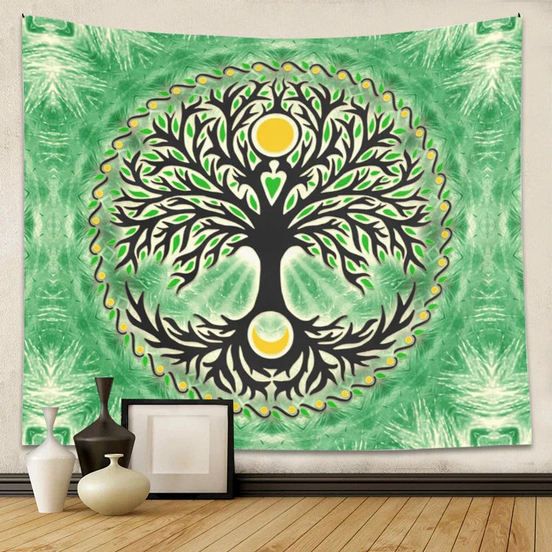 Decobites Yggdrasil Sun and Moon Tapestry - Bohemian Home Decor