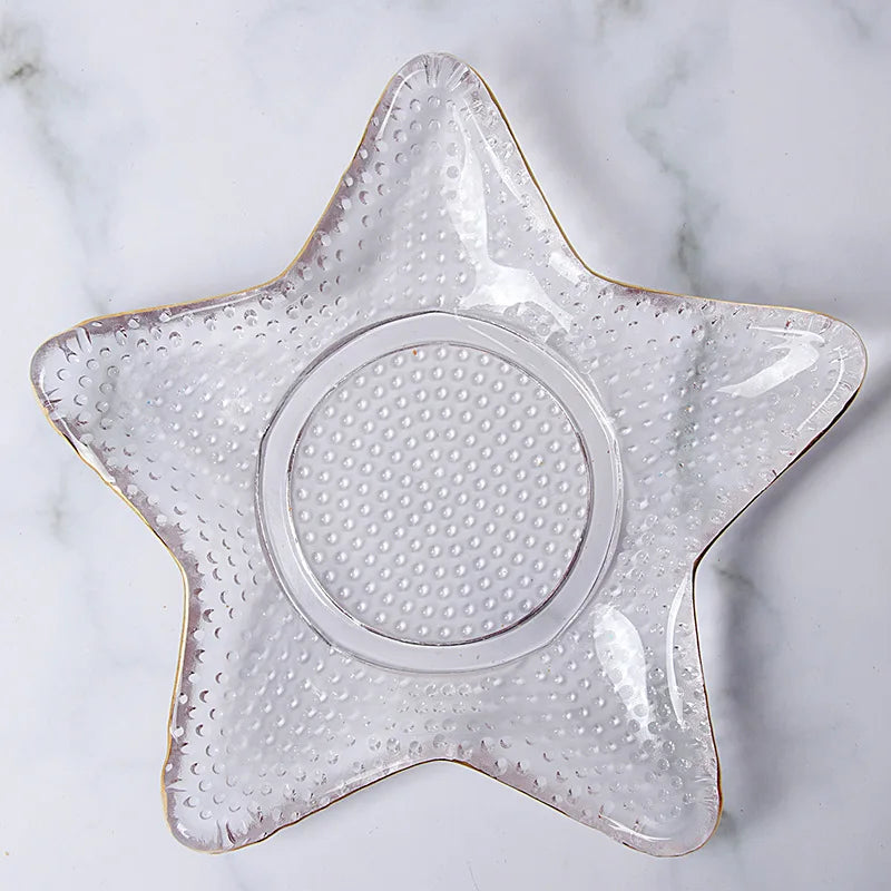 DecorBites™ Electroplated Crystal Glass Dish Plate Saucer with Sea Features