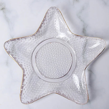 DecorBites™ Electroplated Crystal Glass Dish Plate Saucer with Sea Features