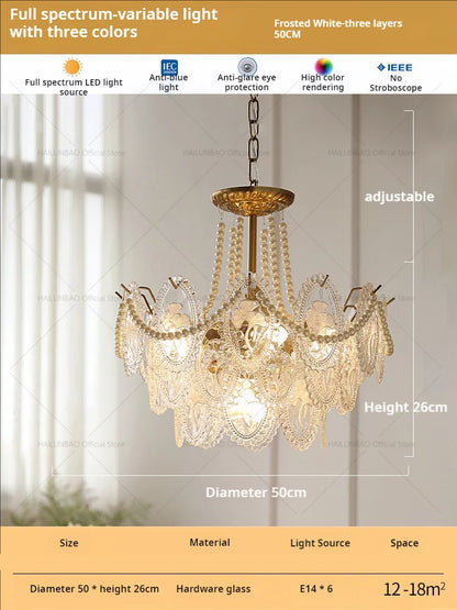 DecorBites™ Glass Dining Room Chandelier: Retro French Style for Living & Master Bedroom