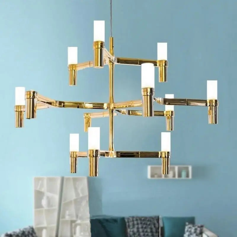 Lámpara de araña DecorBites™ Crown Major G9 de lujo para vestíbulo, oro blanco, metal cromado