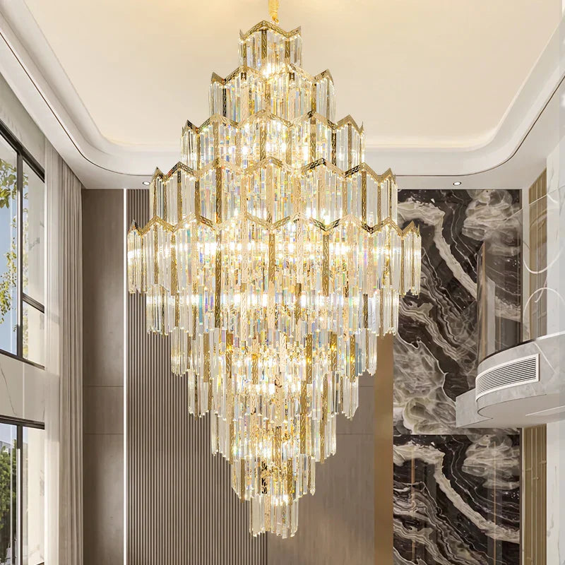 DecorBites™ Crystal Chandelier: Modern Simple Luxury for Duplex Villa & Loft