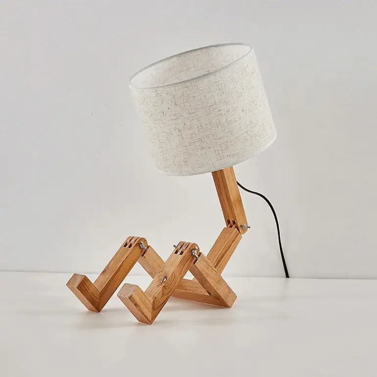DecorBites™ Wooden Robot Shape Creative Table Lamp Indoor Study Fashion Reading Desk Lamp Nordic Modern Desktop