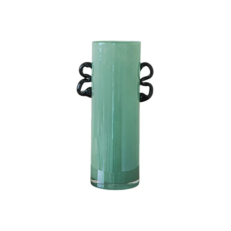 DecorBites™ Glass Vase: Double-eared Straight-tube Flower Arrangement Hydroponics Terrarium Home Decoration