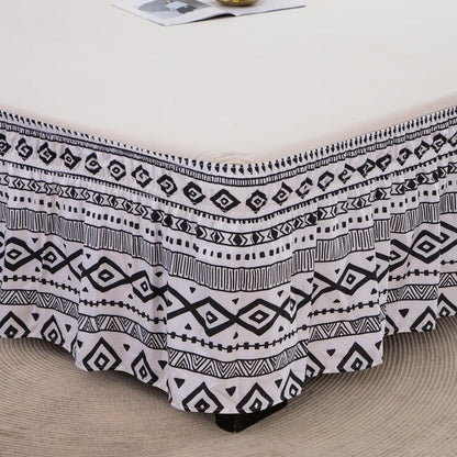DecorBites™ Elastic Band Diamond Lattice Ruffled Bed Skirt for Queen Size Mattress