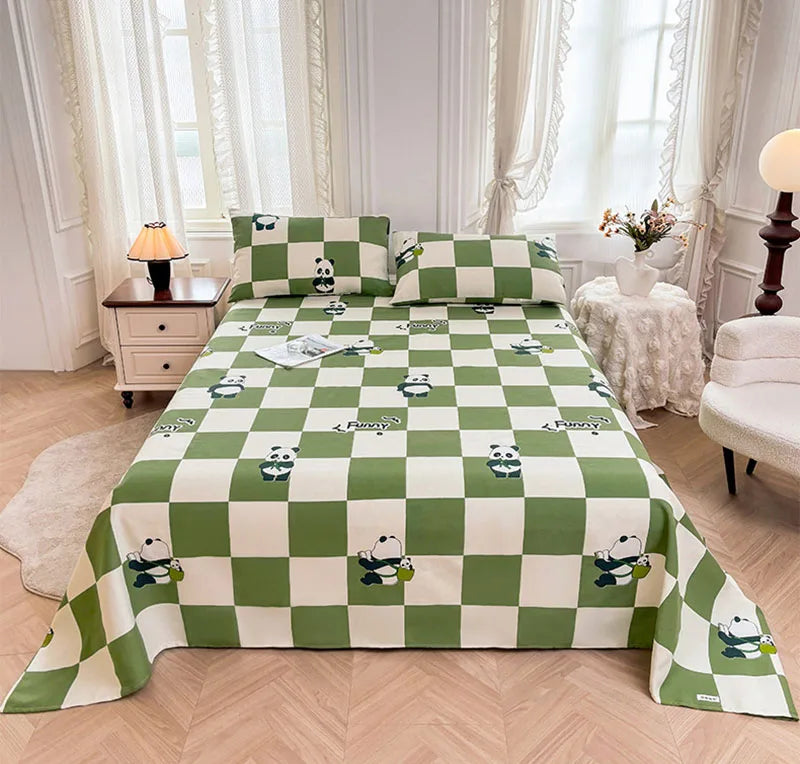 DecorBites™ Cartoon Printed Cotton Bedspread | Queen King | Durable Coarse Cloth | All Seasons