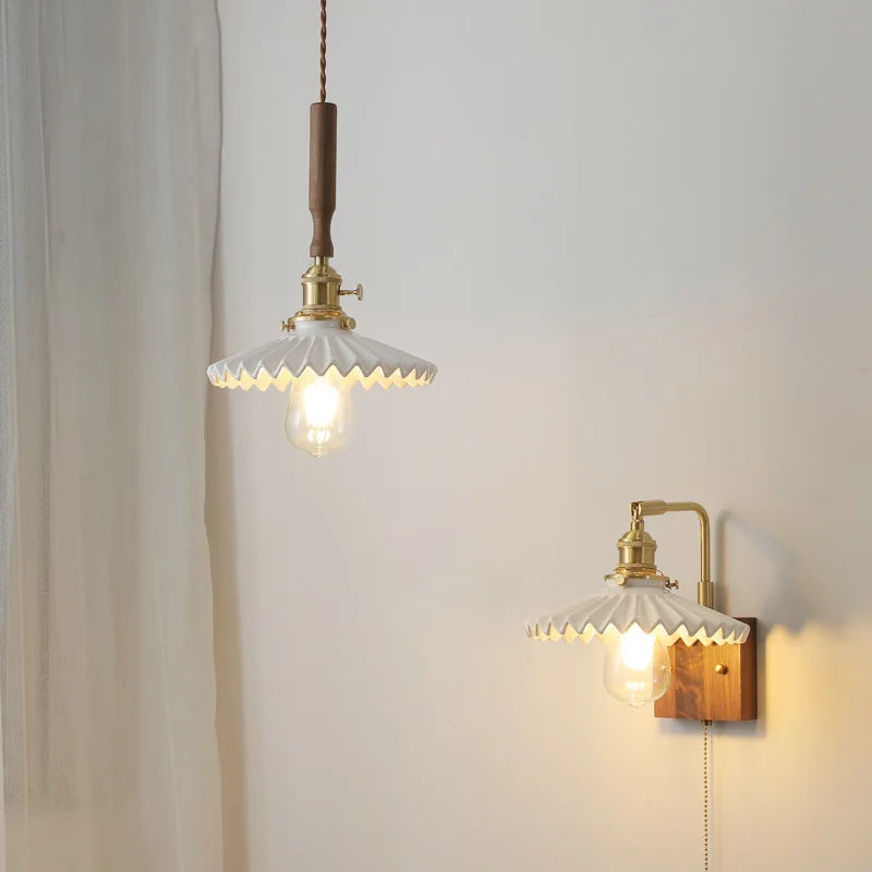 DecorBites™ Copper Ceramic LED Pendant Light with Knob Switch - 4w Bulb & Lamparas Colgante