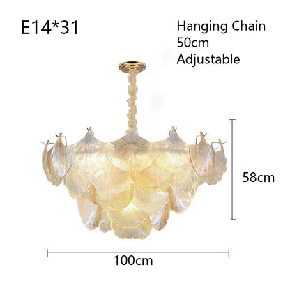 DecorBites™ Glass Shell Ceiling Pendant Light Luxury Bedroom Decor Hanglamp
