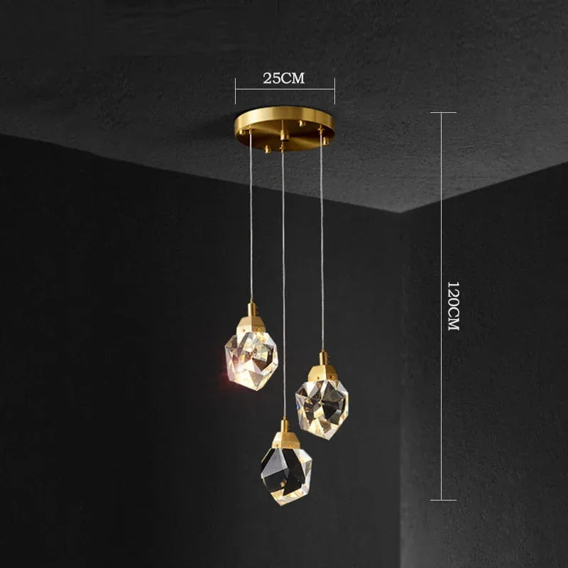 DecorBites™ Diamond Crystal Chandelier: Luxury Gold LED Lighting for Staircase & Living Room