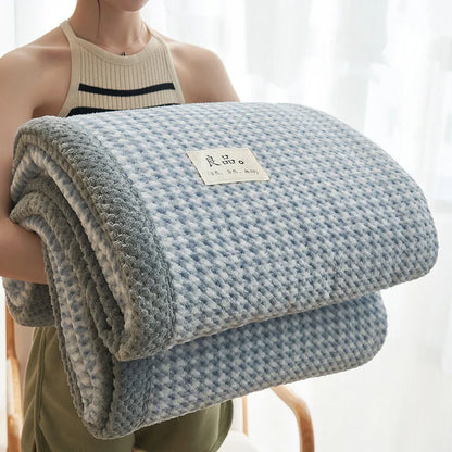 DecorBites™ Japanese Striped Coral Fleece Blanket: Warm Sofa Cover, Office Nap Shawl, All Seasons