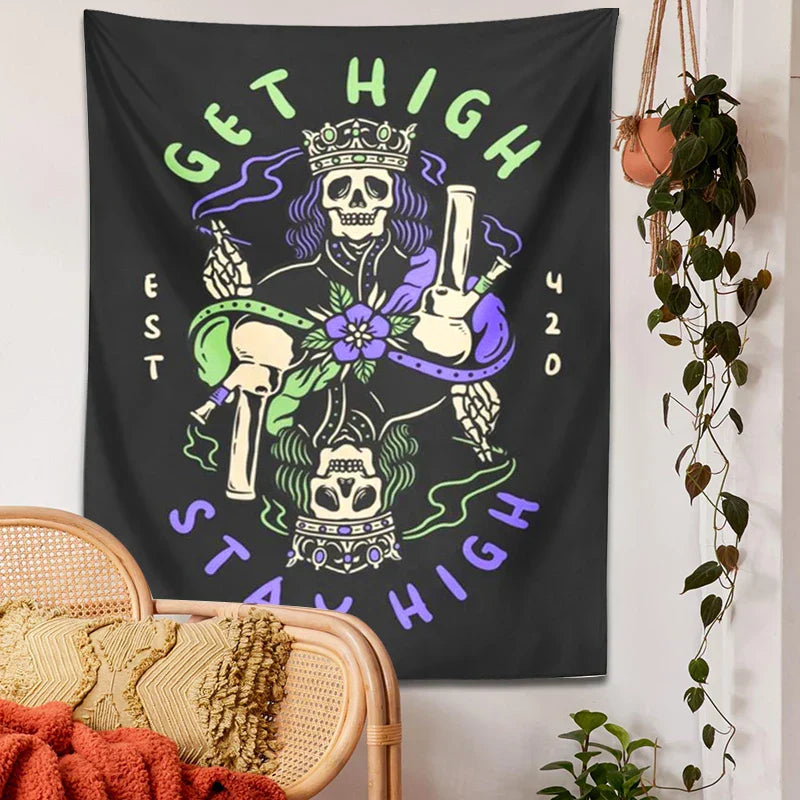 Decobites Skull Tapestry Wall Hanging for Trippy Home Decor