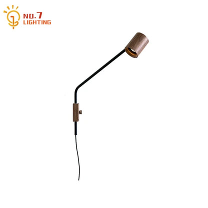 DecorBites™ Black Walnut Swing Arm Wall Lamp with Switch | Minimalist Design for Home Decor