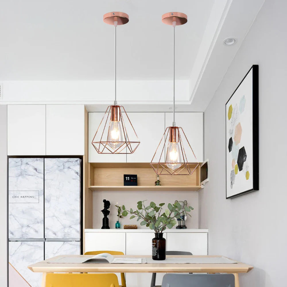 DecorBites™ Industrial Metal Cage Pendant Lamp for Home Lighting