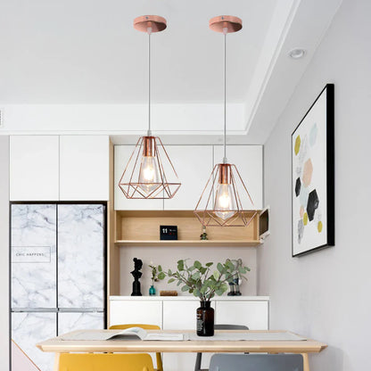 DecorBites™ Industrial Metal Cage Pendant Lamp for Home Lighting