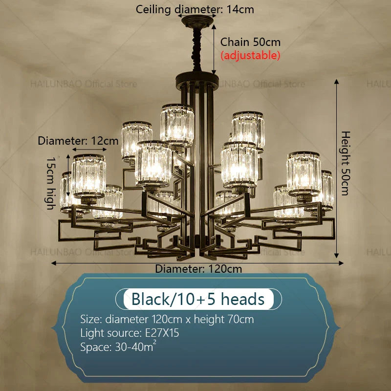DecorBites™ Crystal Chandelier: Modern Luxury Main Light for Livingroom, Hall, and Restaurant