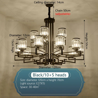 DecorBites™ Crystal Chandelier: Modern Luxury Main Light for Livingroom, Hall, and Restaurant