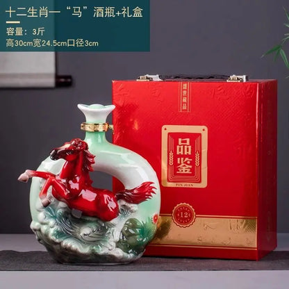 DecorBites™ Jingdezhen Ceramic Wine Bottle Sculpture Gift Chinese Zodiac 3kg
