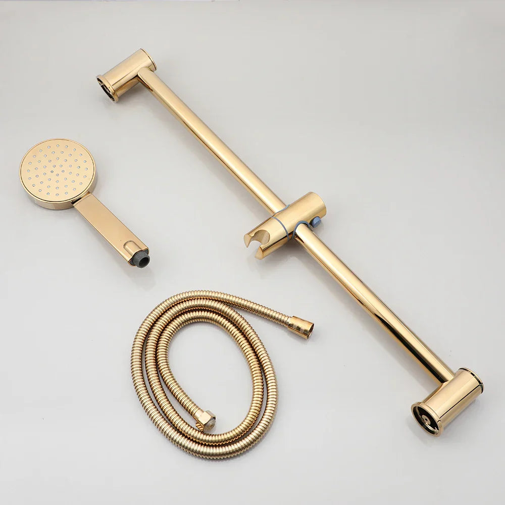 DecorBites™ Gold Finished Handheld Shower Rod Wall Mounted Double Hole Taps