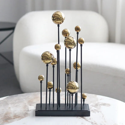 Adornos geométricos de bolas doradas DecorBites™ - Decoraciones abstractas de metal