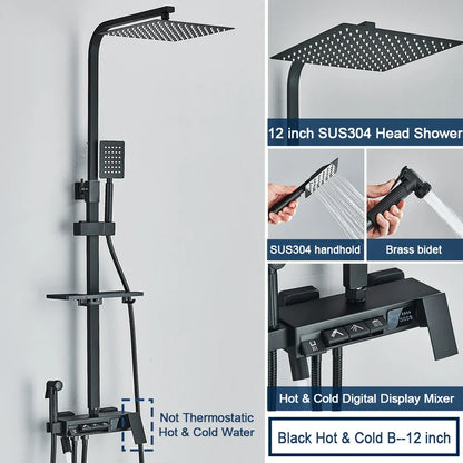 DecorBites™ Digital Display Shower System with Thermostatic Control and Tub Spout