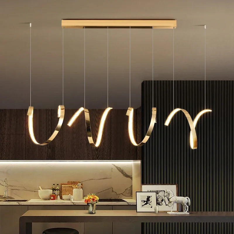DecorBites™ Gold Irregular LED Pendant Lights for Modern Living & Dining Room Lighting