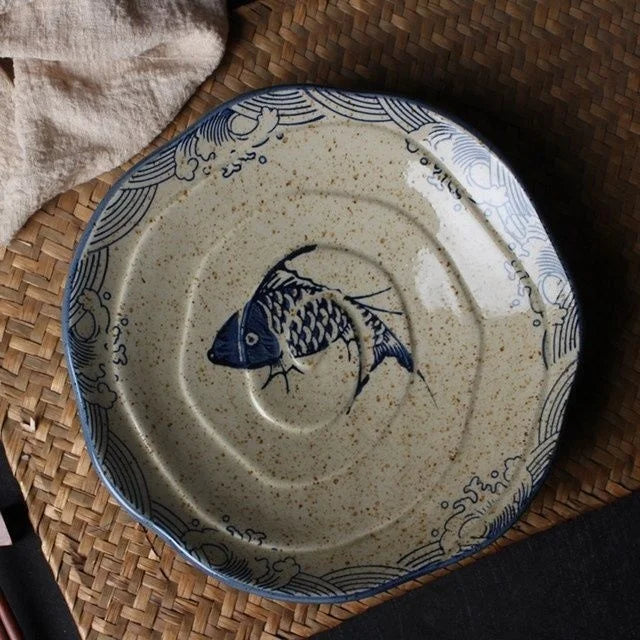 Fish Print Ceramic Plates