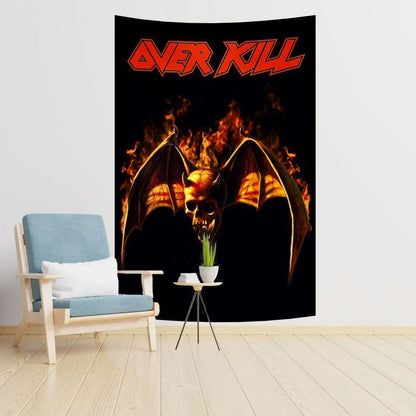 Decobites Rock Band Overkills Boho Room Tapestry - Hippie Living Room Decoration