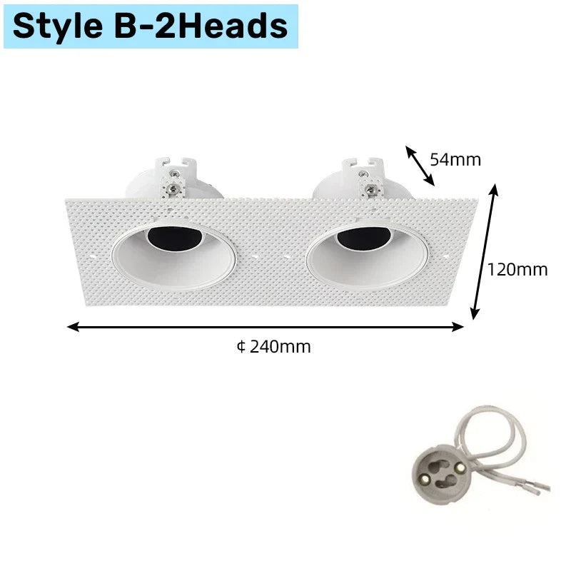 DecorBites™ Double Head Square LED Downlight Mounting Frame for GU10/MR16 Spotlights