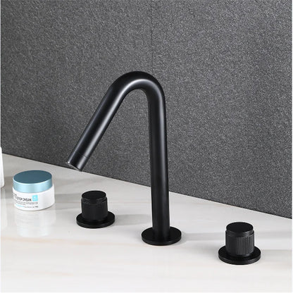 DecorBites™ Gold Basin Faucet: Black Brass Widespread Bathroom Tap with Chrome Finish