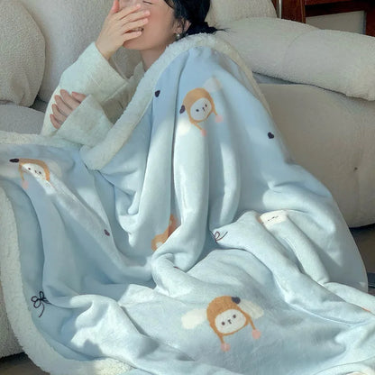 DecorBites™ Korean Cartoon Plush Blanket, Soft Nap Sofa Cover for Home Dormitory