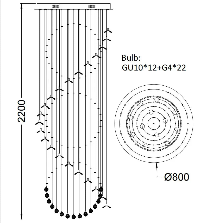 DecorBites™ Elegant Crystal Chandeliers for High Ceiling Living Room Foyer Staircase Lighting