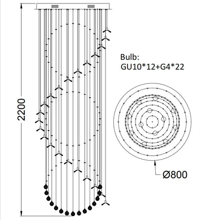 DecorBites™ Elegant Crystal Chandeliers for High Ceiling Living Room Foyer Staircase Lighting