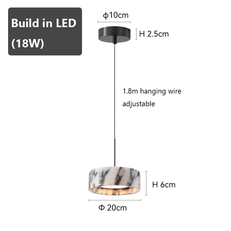 Black Natural Stone Round Pendant Light