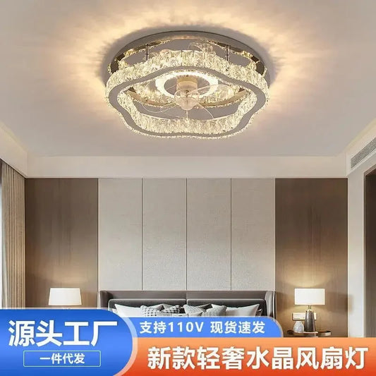 DecorBites™ Crystal LED Ceiling Fan Remote Control Modern Bedroom Light Fixtures