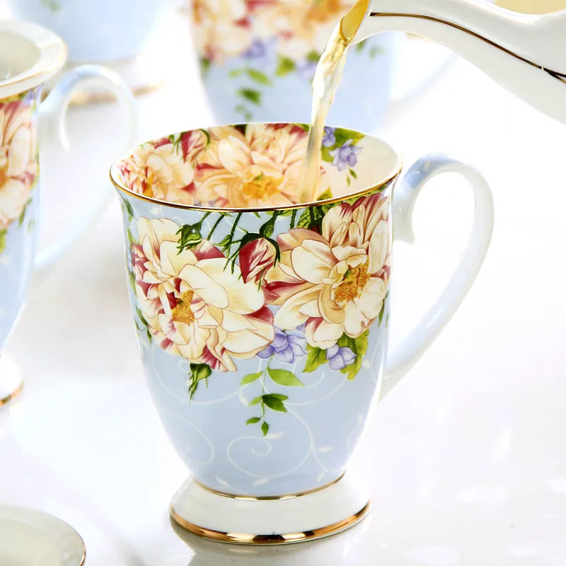 Juego de té DecorBites™ de porcelana fina, tetera y taza resistentes de 1000 ml para el té de la tarde