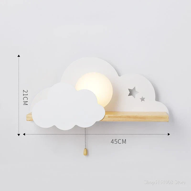 DecorBites™ Cloud Moon Wall Lamp with Pull Switch, Cartoon Style for Modern Home Decor