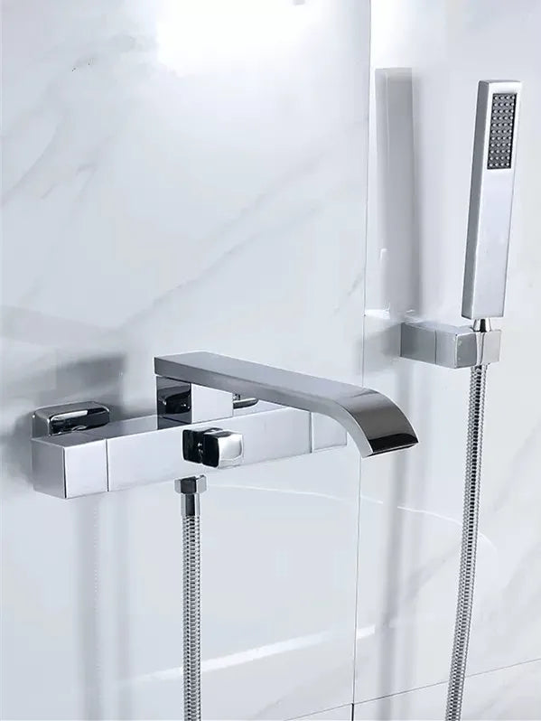 DecorBites™ Brushed Gold Wall Mounted Waterfall Bathtub Shower Set Mixer Tap