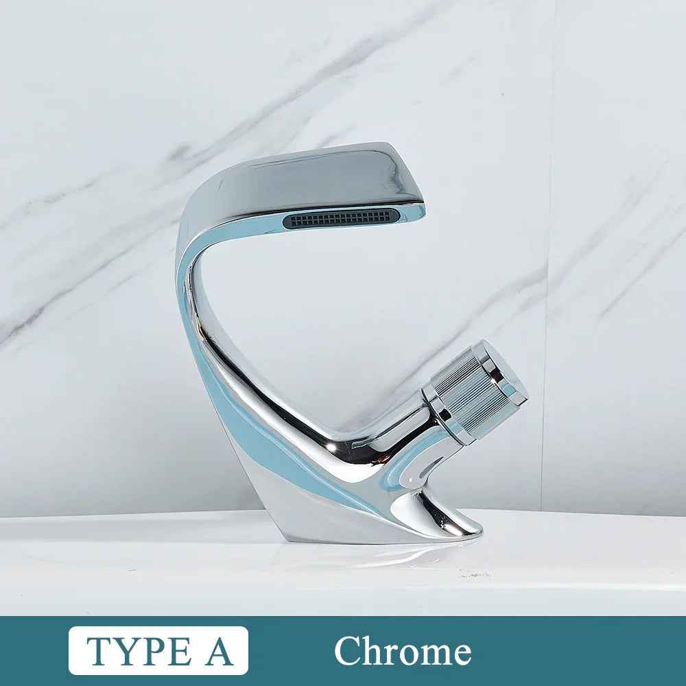 DecorBites™ Black Brass Basin Faucet - Cold & Hot Waterfall Sink Tap