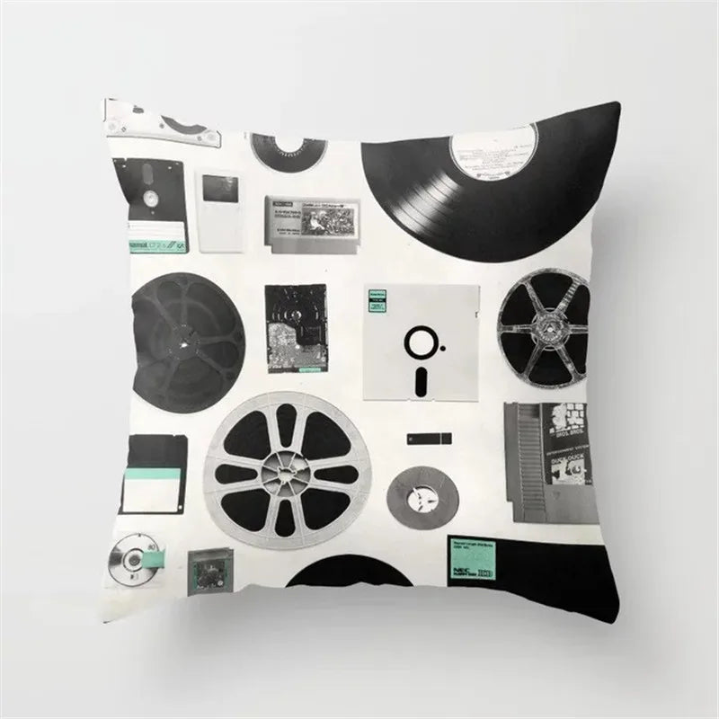 DecorBites™ Black Camera Print Retro Cushion Cover for Home Sofa Chair