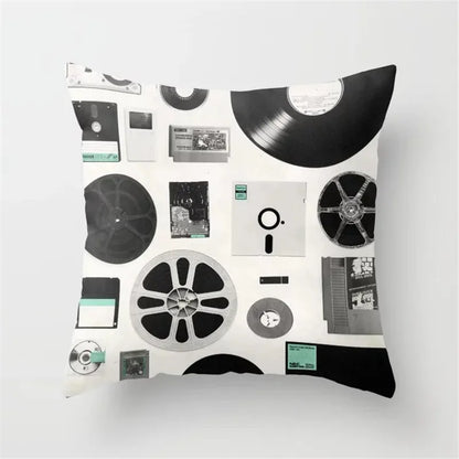 DecorBites™ Black Camera Print Retro Cushion Cover for Home Sofa Chair