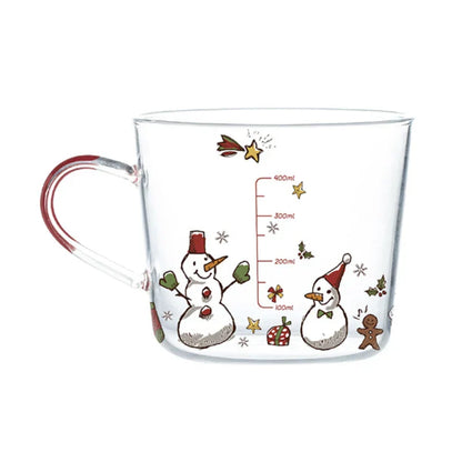 DecorBites™ 500ml Glass Mug with Handle and Scale for Breakfast Milk at Home or Office