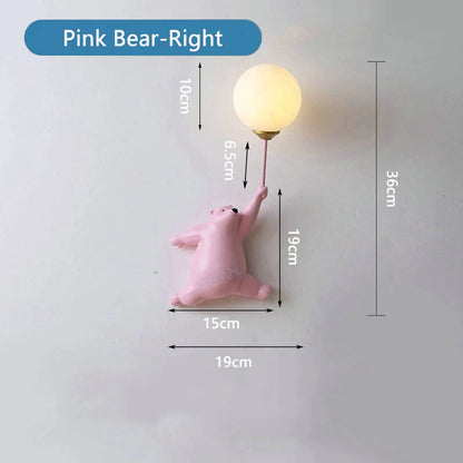DecorBites™ Blue Bear 3D Moon Wall Lamp for Children's Bedroom Interior Lighting