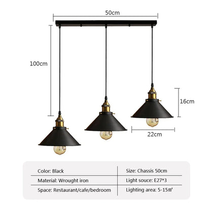 DecorBites™ Industrial Ceiling Chandelier for Kitchen Bedroom Restaurant Home, Black/White, 3 Heads