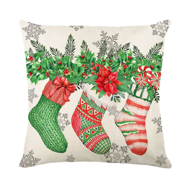 DecorBites™ Christmas Snow Elk Pillow Cover for Festive Home Decor