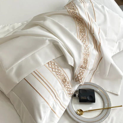 Decobites Luxury Gold Embroidery Hotel Style Bedding Set