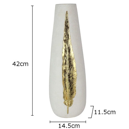 DecorBites™ Gold Feather Vase & Artificial Flowers Set - Modern Home Decor