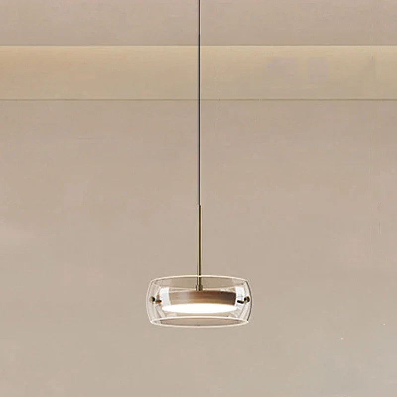 Modern Glass Ring Pendant Light in Iron
