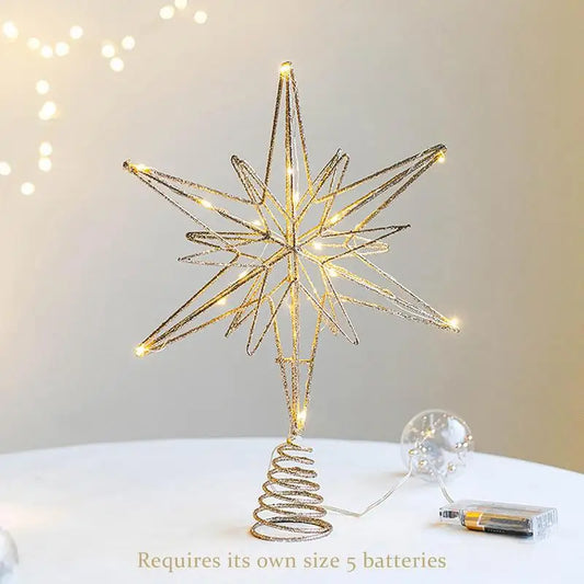 12.6 Inch Creative LED Lights Glitter Christmas Tree Decoration Christmas Tree Topper Christmas Tree Star Light Up party Props