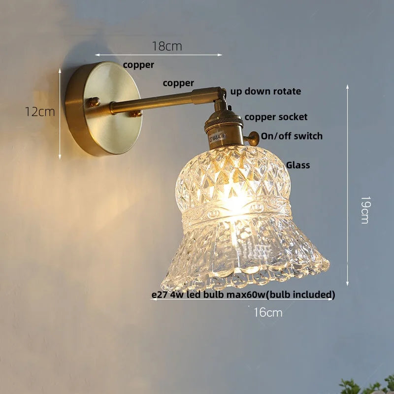 DecorBites™ Brass E27 LED Wall Sconce Pull Chain Switch Stair Light Fixtures